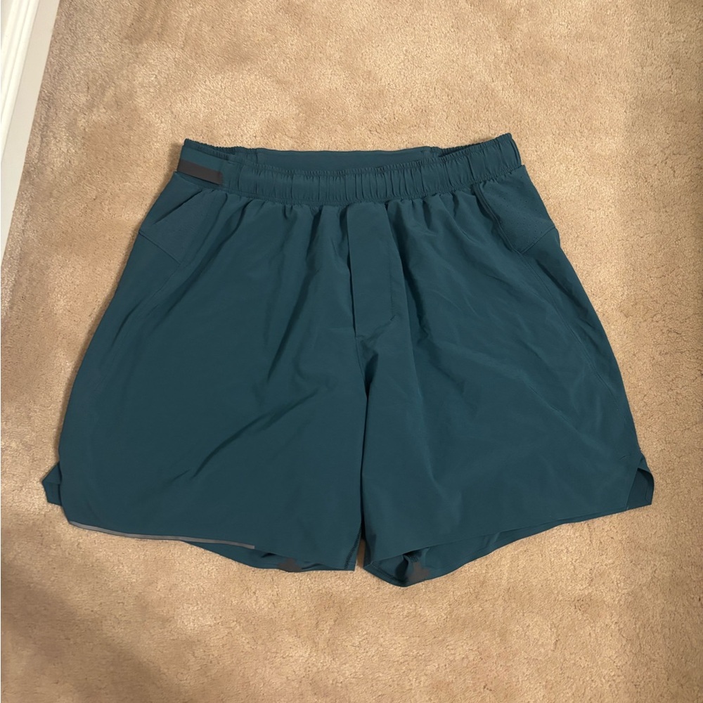 lululemon athletica Men's Deep Teal Athletic Shorts - Picture 2 of 7